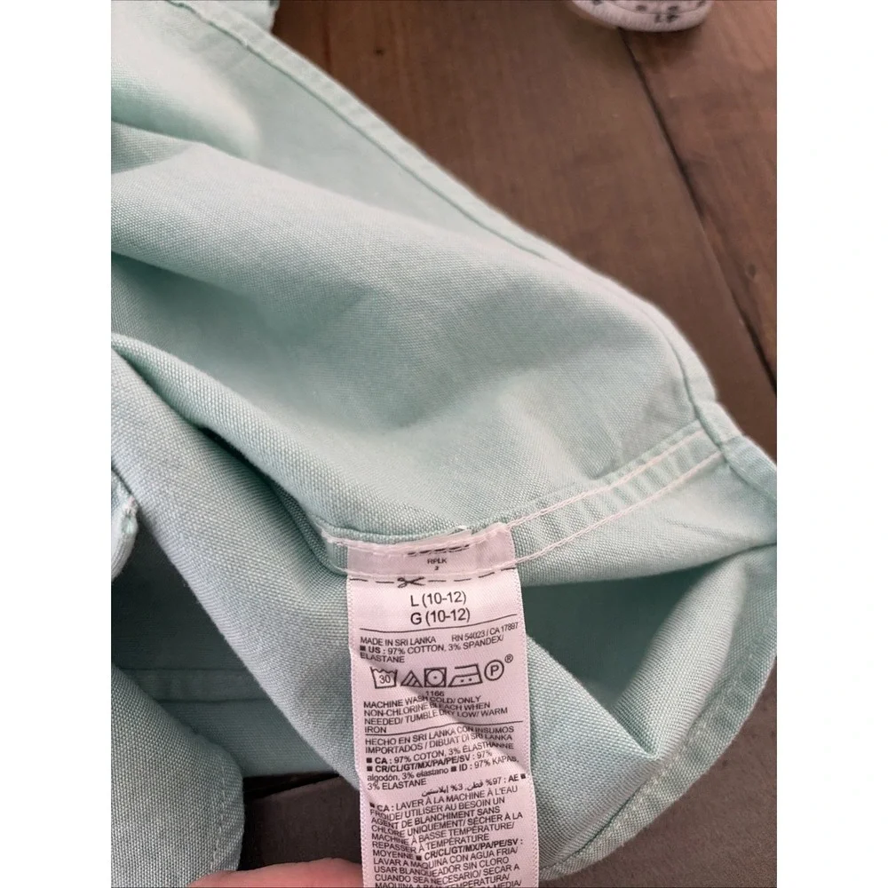 Old Navy Built-In Flex Button Down Kids Size L 10-12 Blue Short Sleeve Cotton